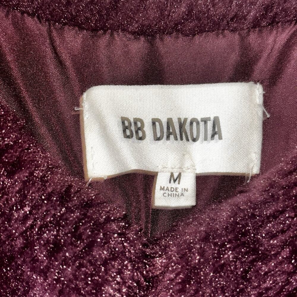 BB Dakota Merrill Faux Fur Jacket Button Burgundy Women's Size Medium - Picture 2 of 7